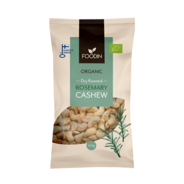 Rosmariini cashew, luomu, Foodin, 120 g