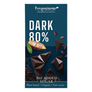 Tumma suklaa 80 %, ei lisättyä sokeria 60 g, Benjamissimo
