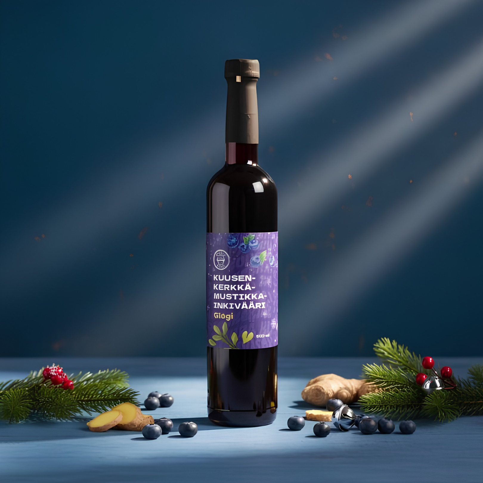 Kuusenkerkkä-mustikka-inkivääriglögi, 500 ml, Rahula Ranch