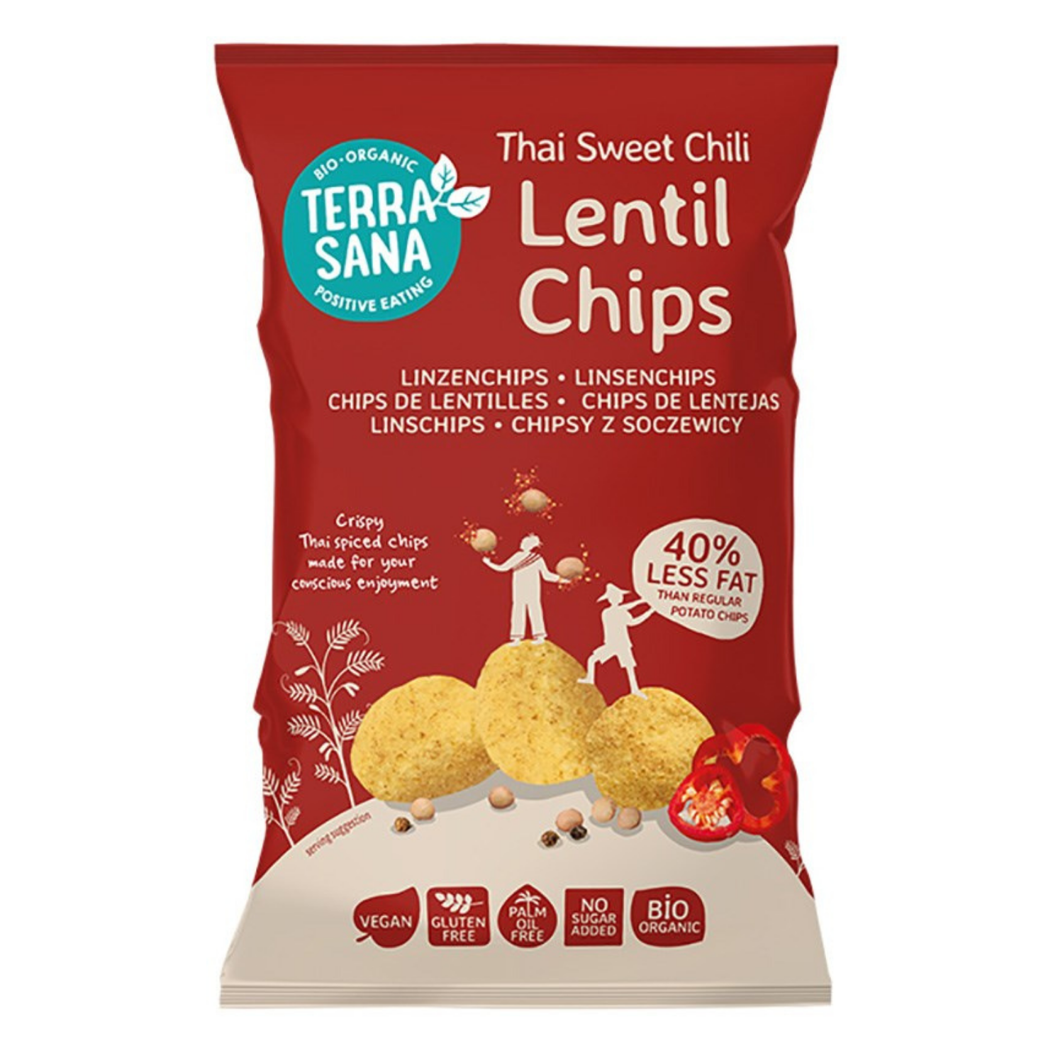 Linssisipsi, sweet chili 75 g, TerraSana