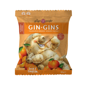 Gin Gins Inkiväärimakeinen Mandariini, 60 g, The Ginger People